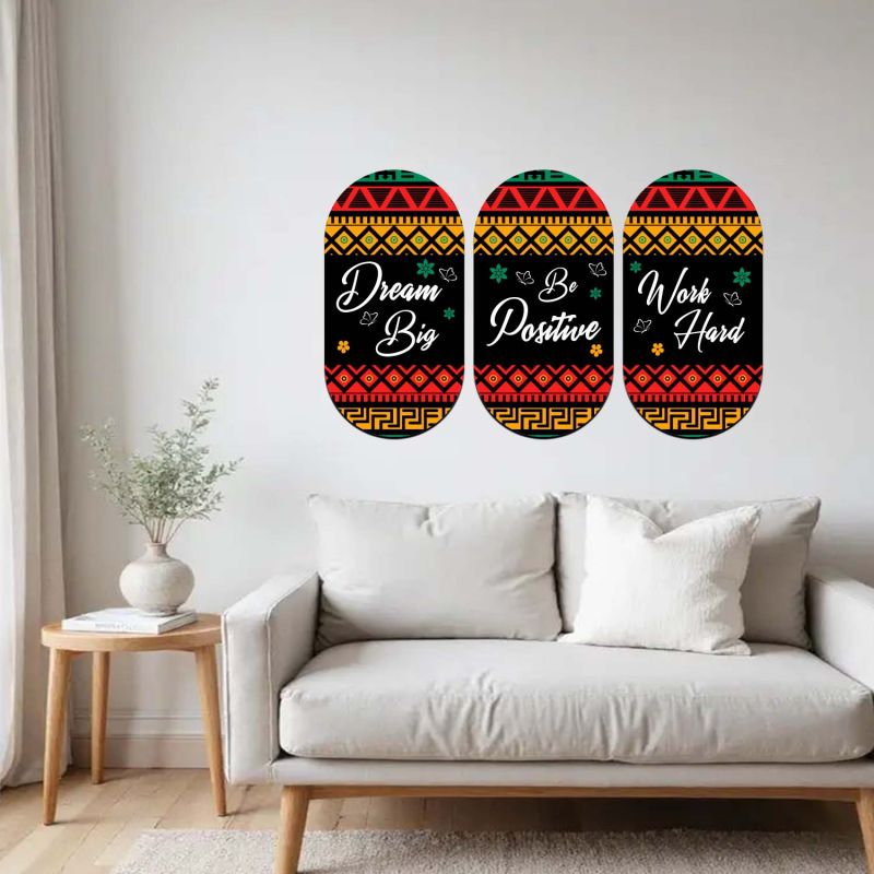 Positive Wooden Wall Hanging Set of 3 – Dream Big, Be Positive & Work Hard Quotes